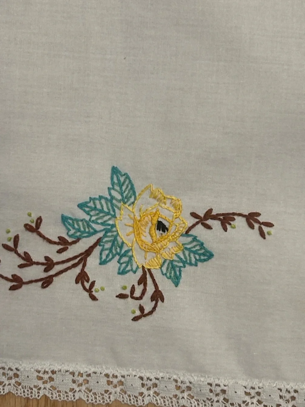 Embroidered Vintage-Style Table Runners - Floral & Pink Trim Qty 2 - Picture 10 of 14